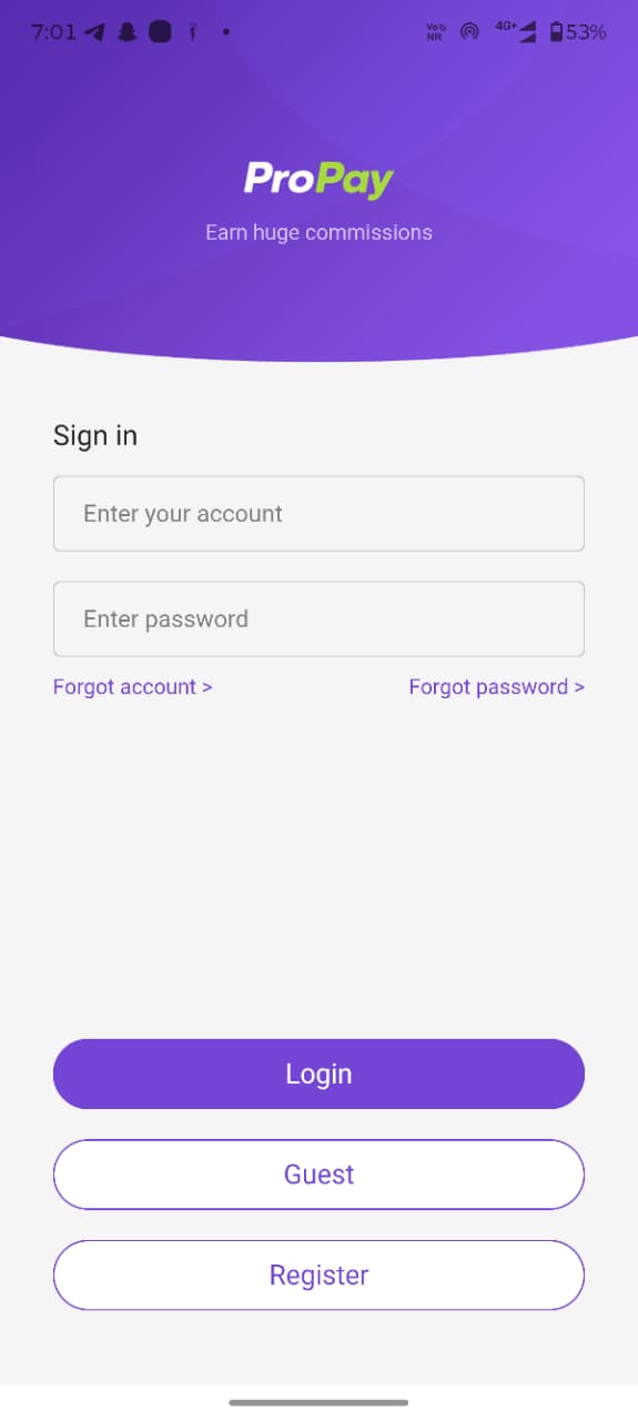 Propay Account Dashboard Screenshot