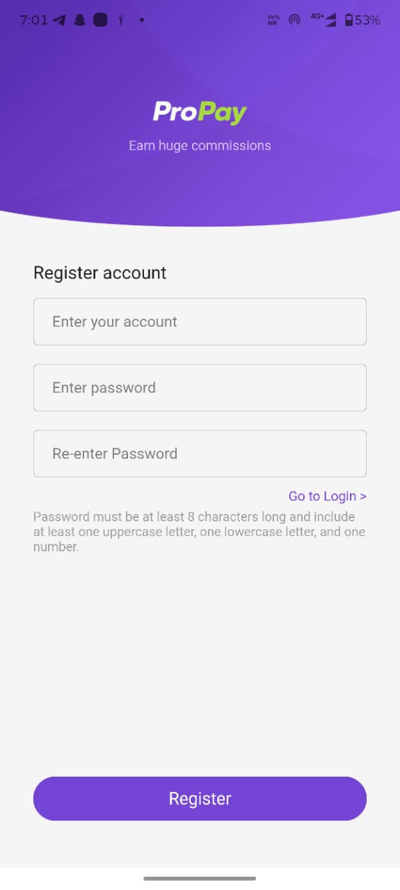 Propay Wallet and Transaction Screenshot